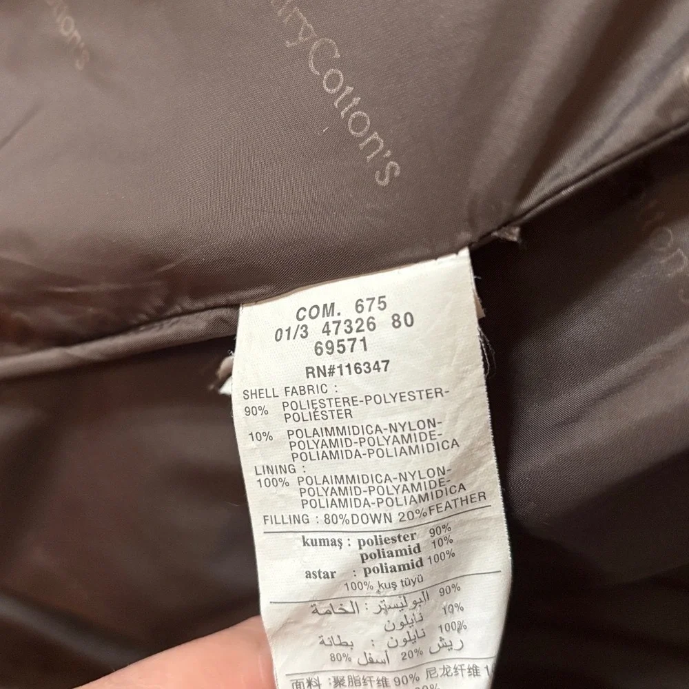 Henry‎ Cotton's Brown Quilted Down Puffer Coat Double Breasted Trench 42 Small